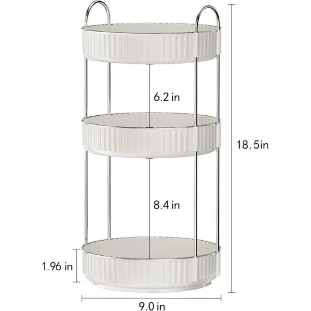 New 3-Tier 360° Rotating Makeup Organizer, Clear Vanity Storage for Skincare